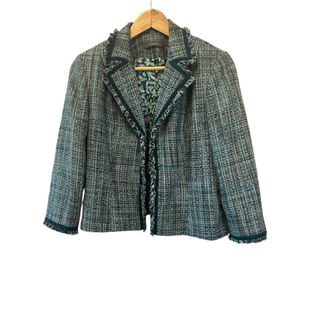 Liz Claiborne Teal and Black Tweed Blazer